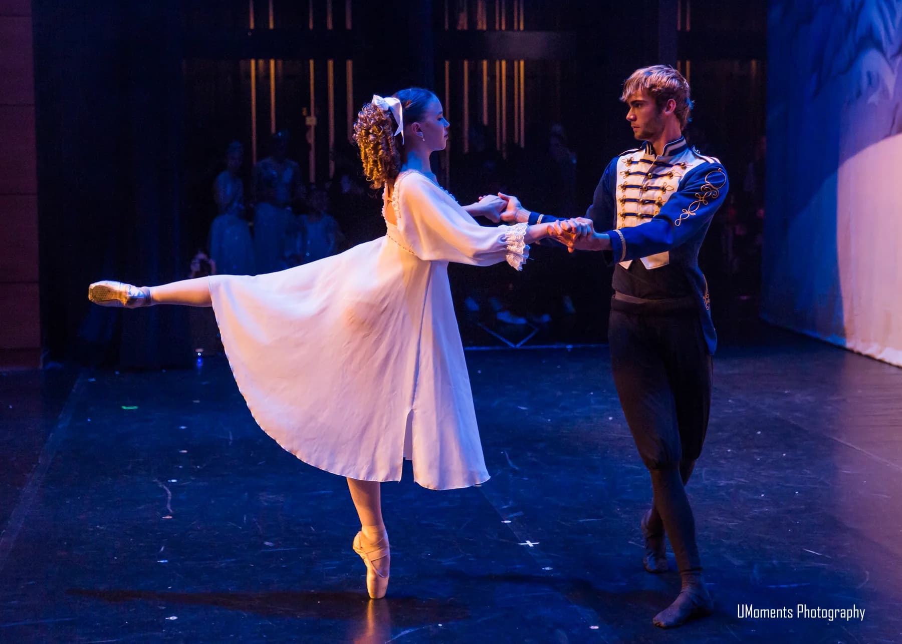 Jeffrey partnering in a live Nutcracker performance