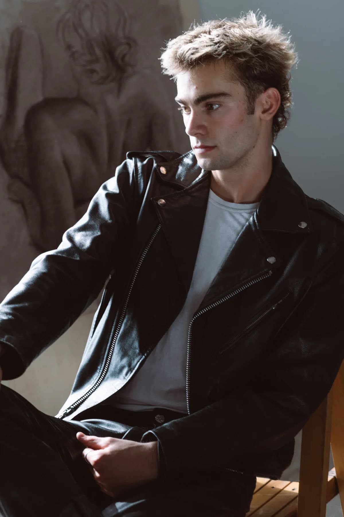 Jeffrey Bull seated in a black leather jacket